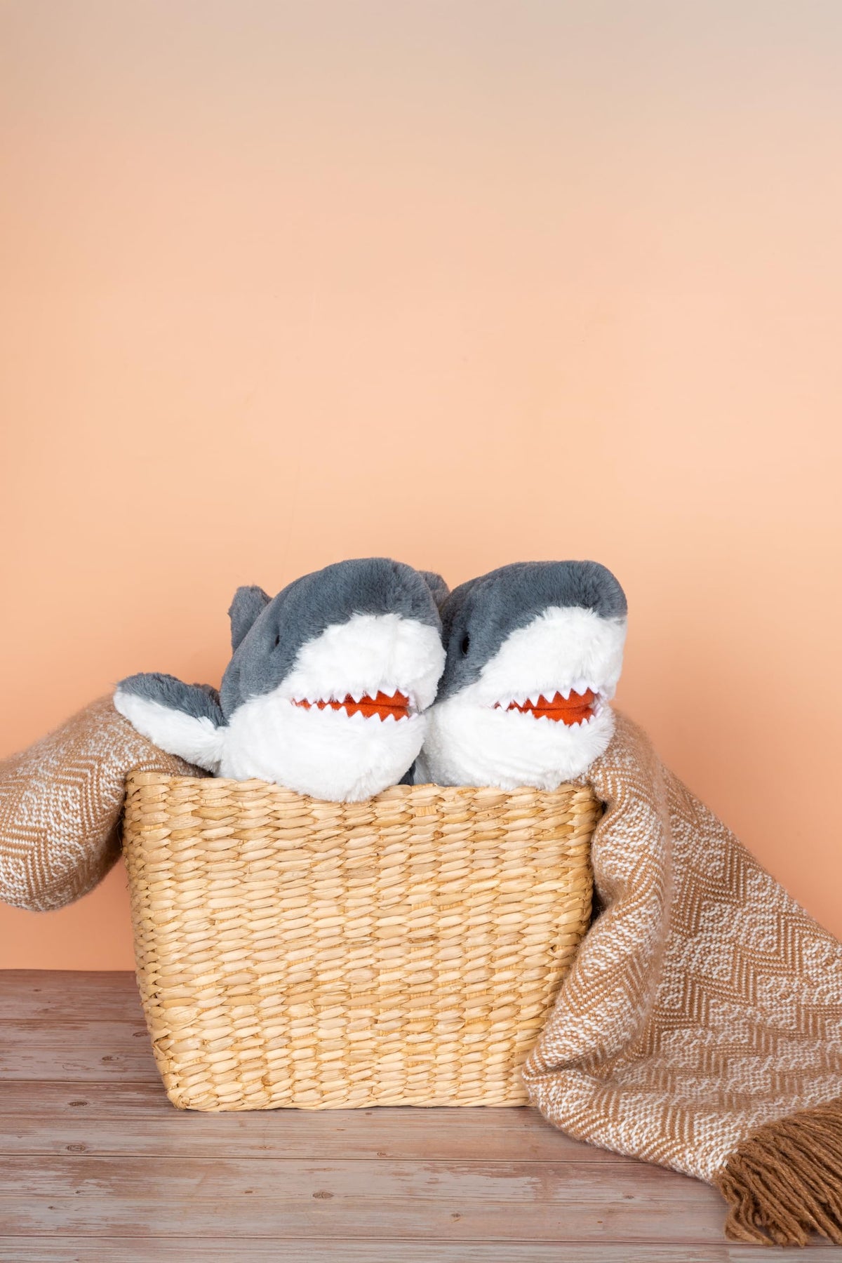 Fahlo Tracking Plush shark motif enhances imaginative play and care.