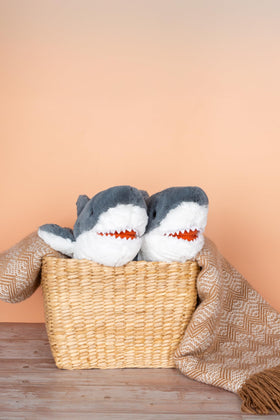 Fahlo Tracking Plush shark motif enhances imaginative play and care.