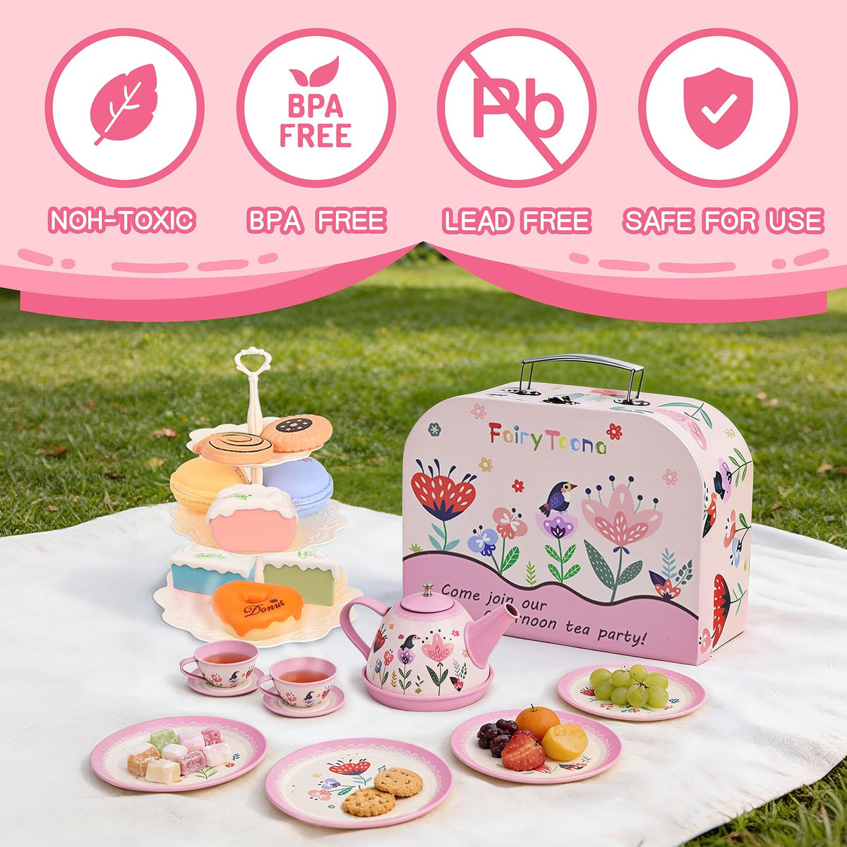 Fairy Toona tea party set coasters and plates for tidy, organized pretend parties