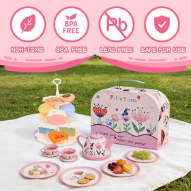 Fairy Toona tea party set coasters and plates for tidy, organized pretend parties
