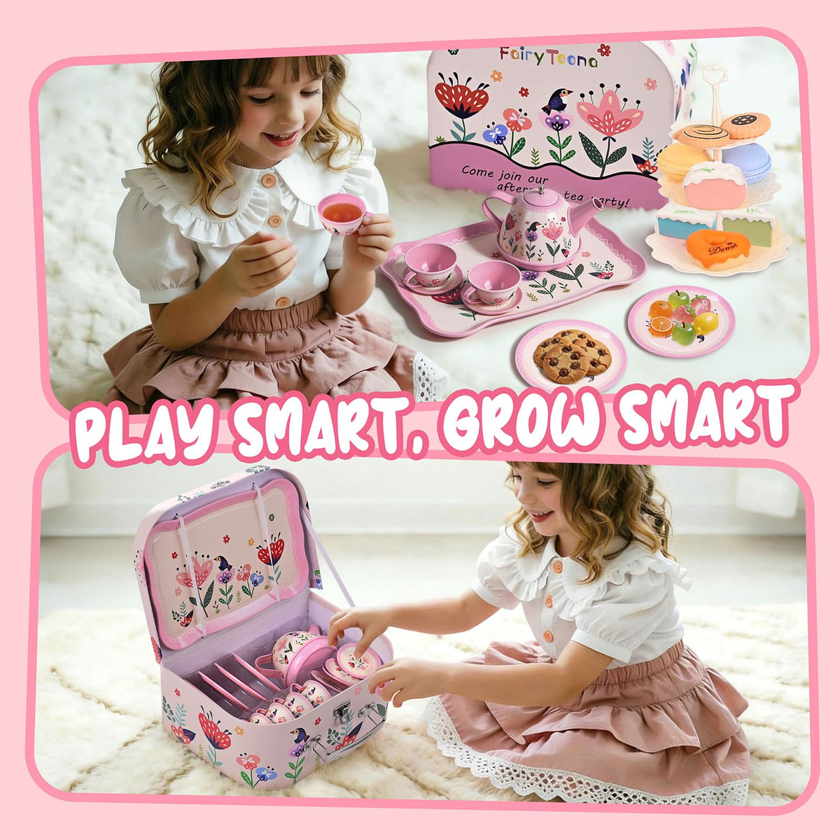 Fairy Toona tea party set dessert toys with macarons, donuts, and more for realistic treats