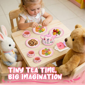 Fairy Toona tea party set playtime scene showcasing storage ready for next pretend party