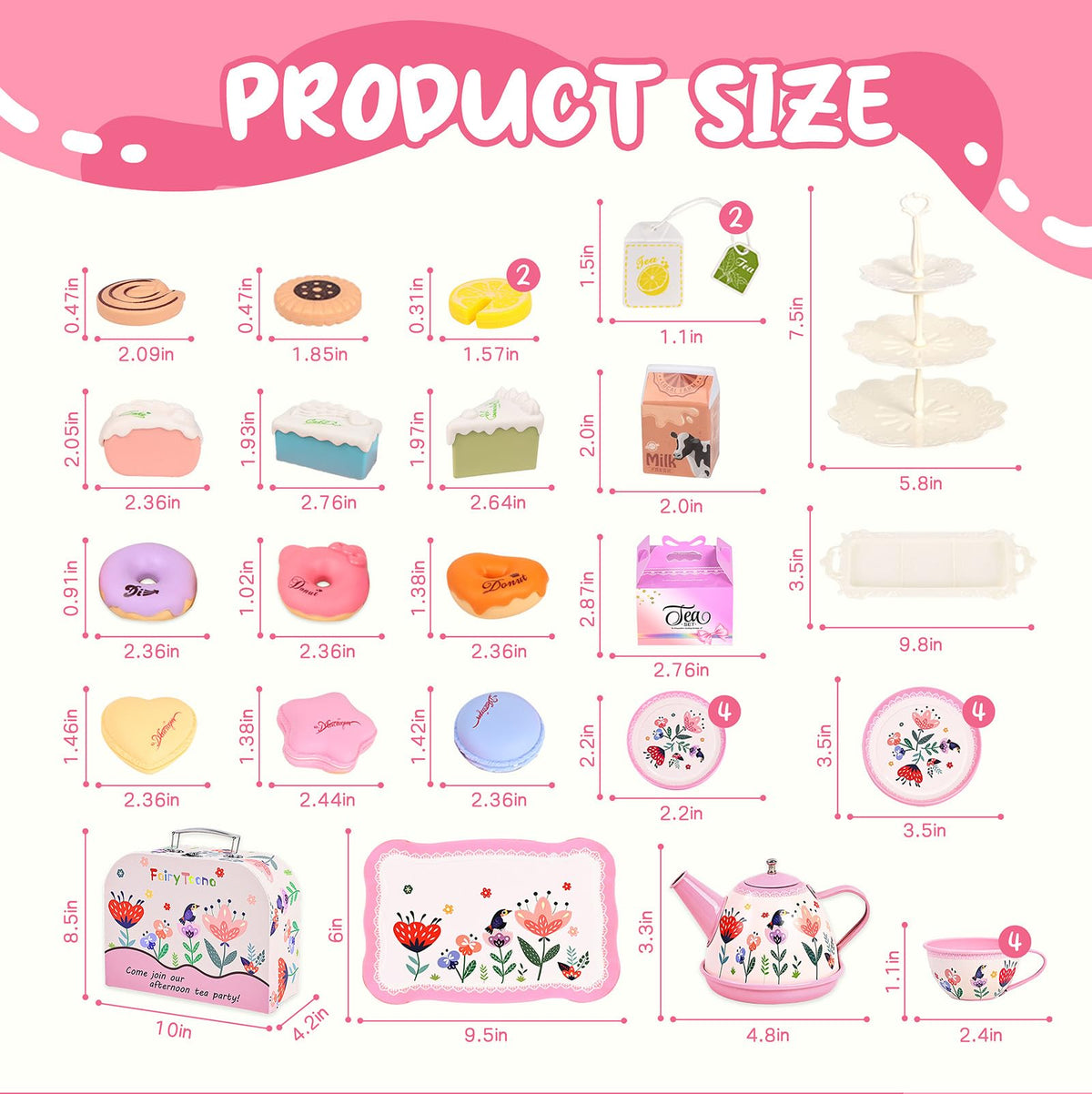 Fairy Toona tea party set serving tray for easy serving during playdates