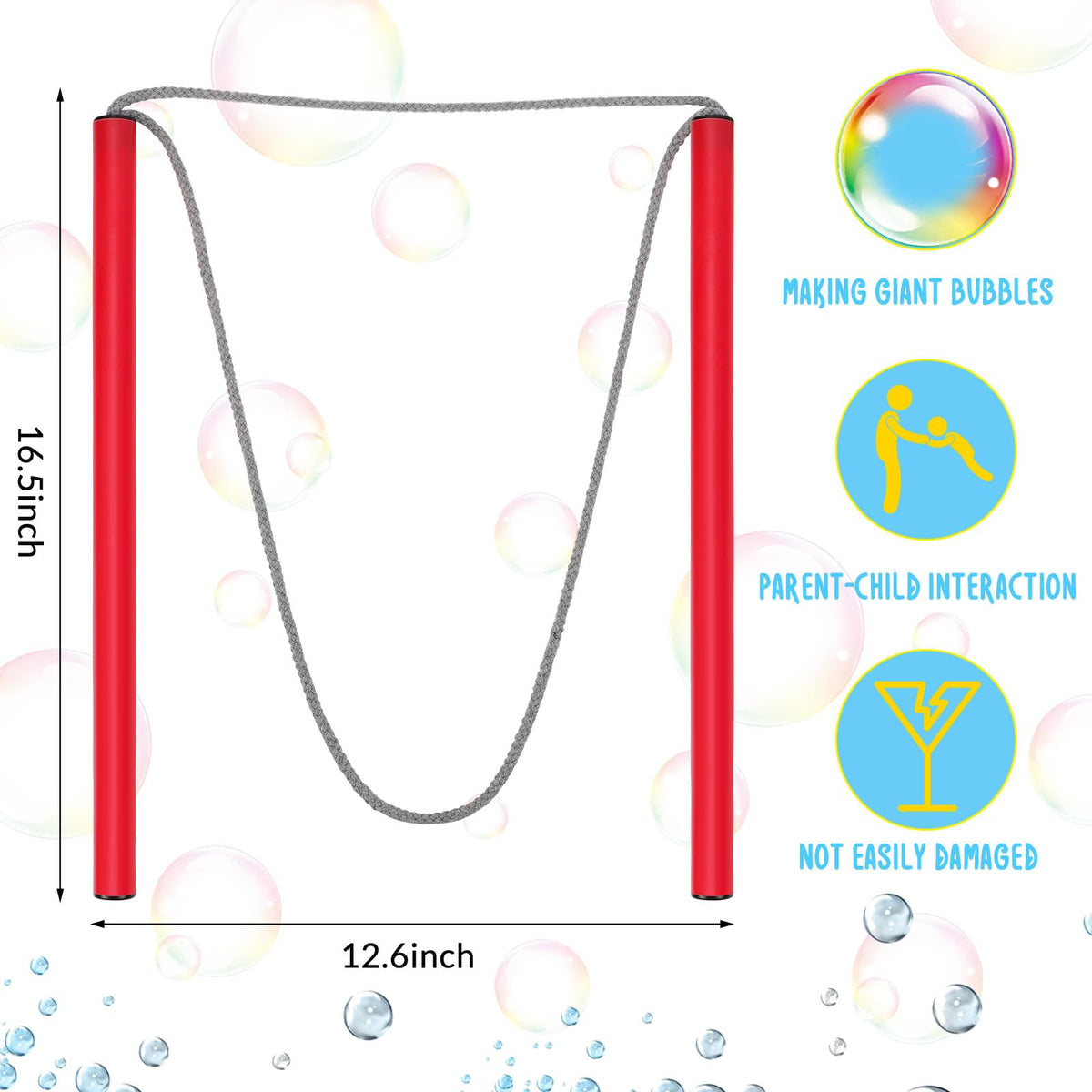 FairySandy giant bubble wands red handle close-up for easy use