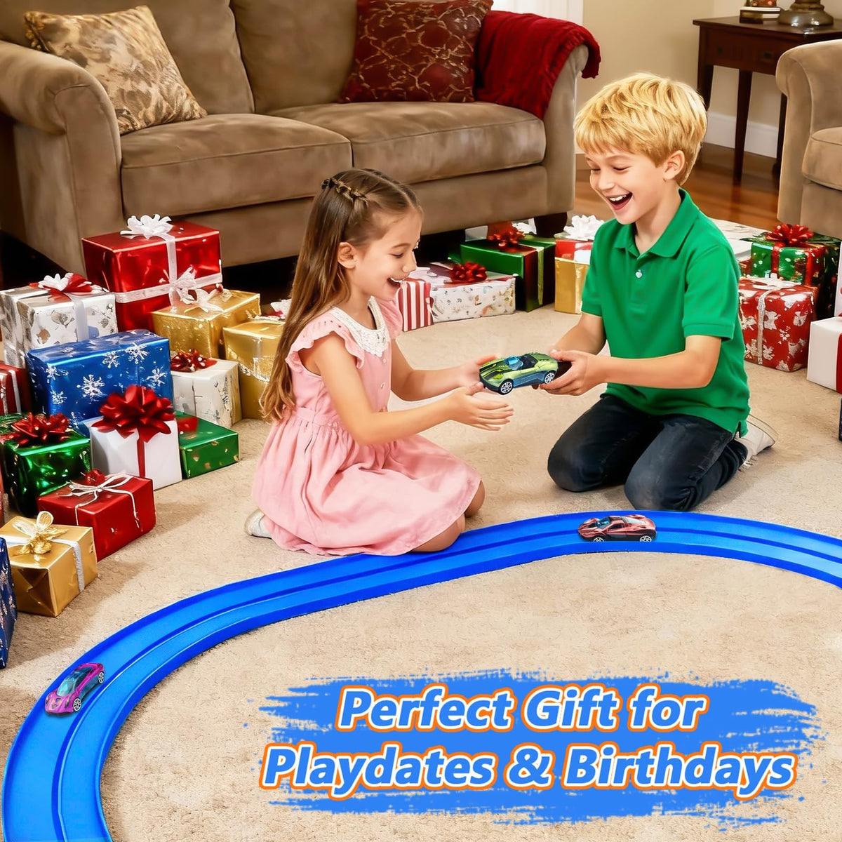 FALDAA kid-friendly race action encourages creative, collaborative play.