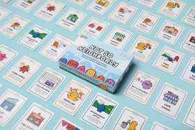 Fambam Games Not So Neighborly Build cards close-up highlights strategic choices.