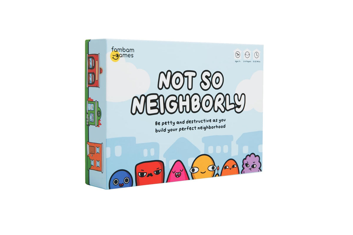 Fambam Games Not So Neighborly cover image, ideal for family game night.