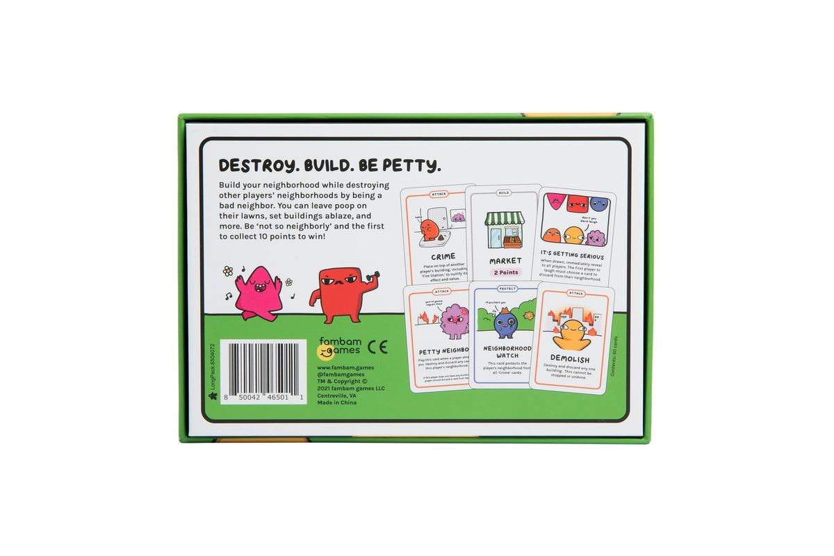 Fambam Games Not So Neighborly family game night scene promotes easy bonding.