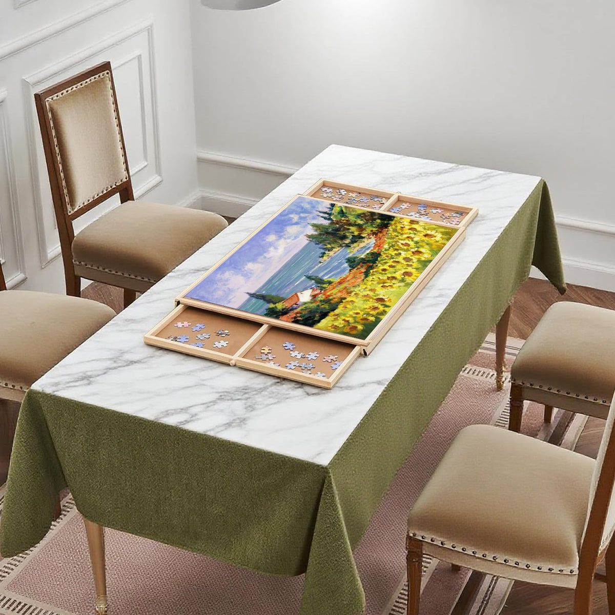 FAMILON puzzle board offers a smooth surface for easy placement.