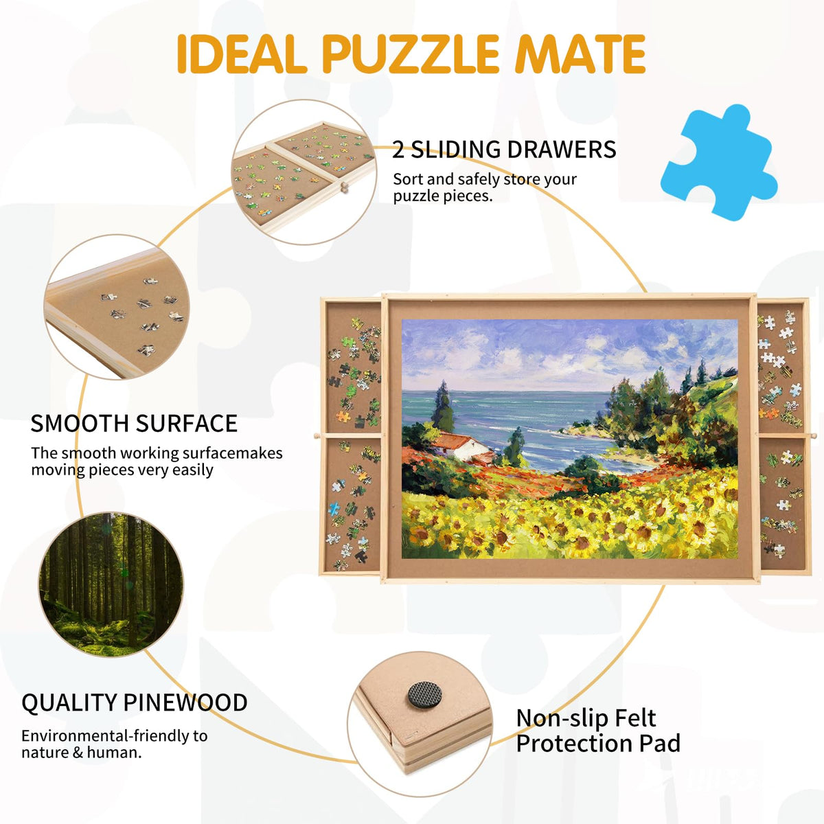 FAMILON small puzzle table with drawers stores extra pieces.