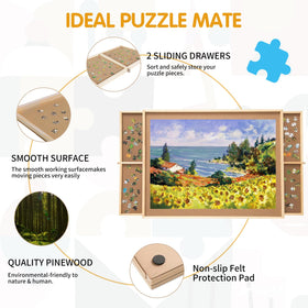 FAMILON small puzzle table with drawers stores extra pieces.
