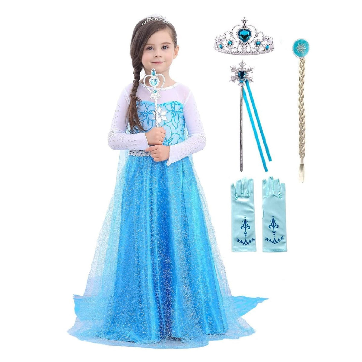 Familycrazy Princess Dress front view with crystal chest accents for magical play