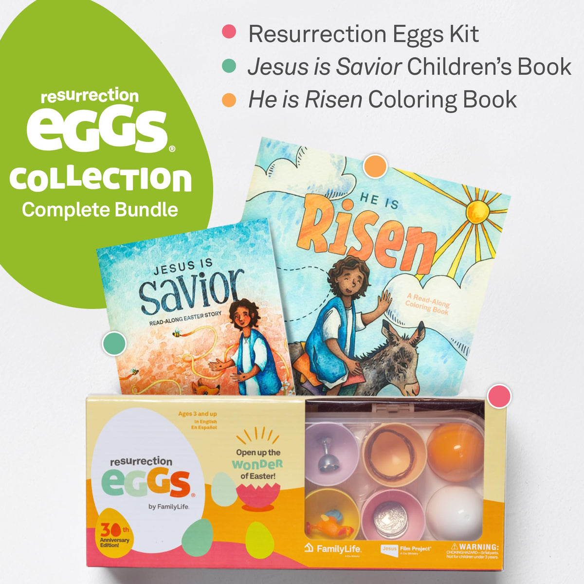 FAMILYLIFE He Is Risen coloring book for kids showing story moment pages.
