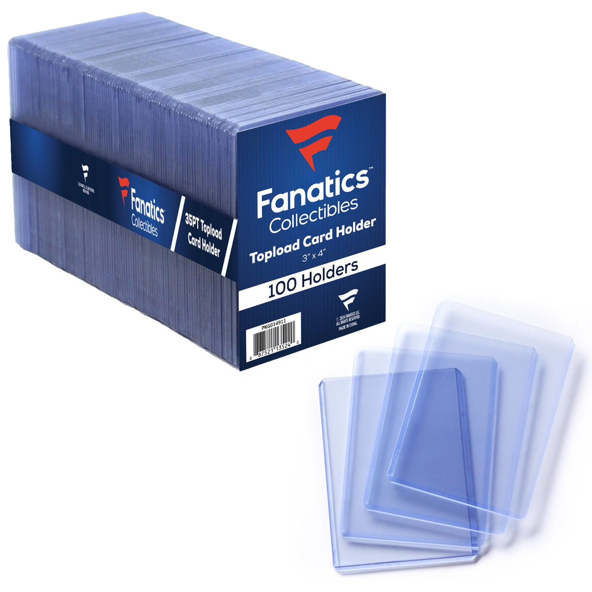 Fanatics 35pt 3x4 top loader close-up showing rigid protection for trading cards.