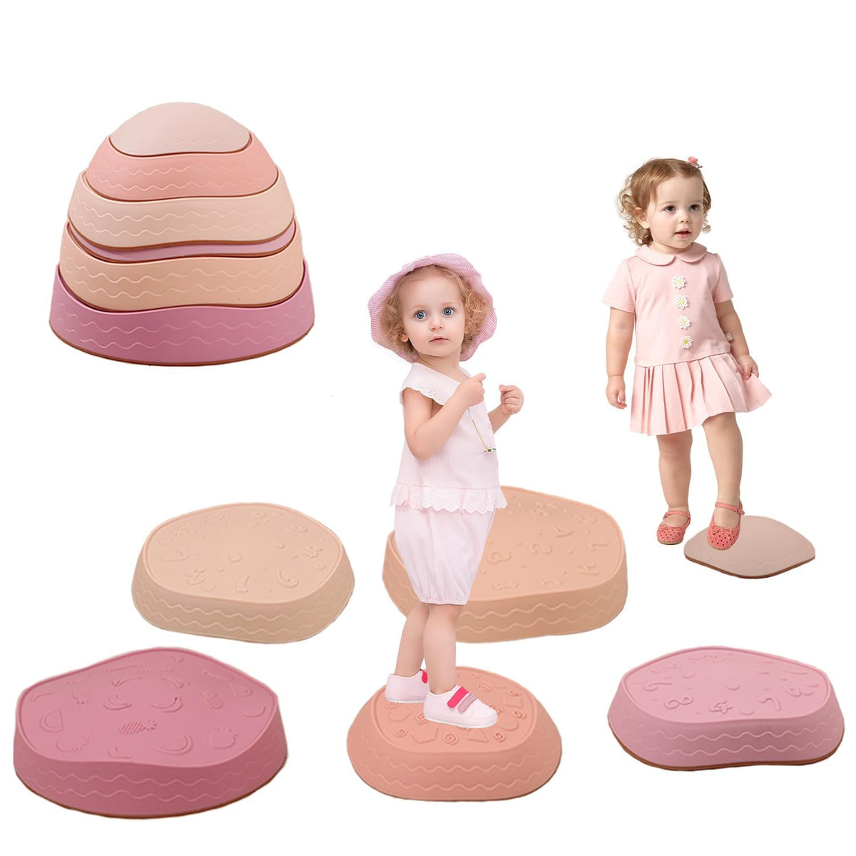 Fanboxk stepping stones set with bright colors for balance practice and visual differentiation.