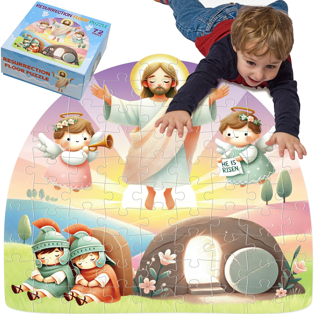 Fancy Land Resurrection floor puzzle set, large kid-friendly pieces for easy grip