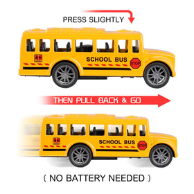 Durable die-cast bus by FANELEQU with pull-back action for long-lasting fun.