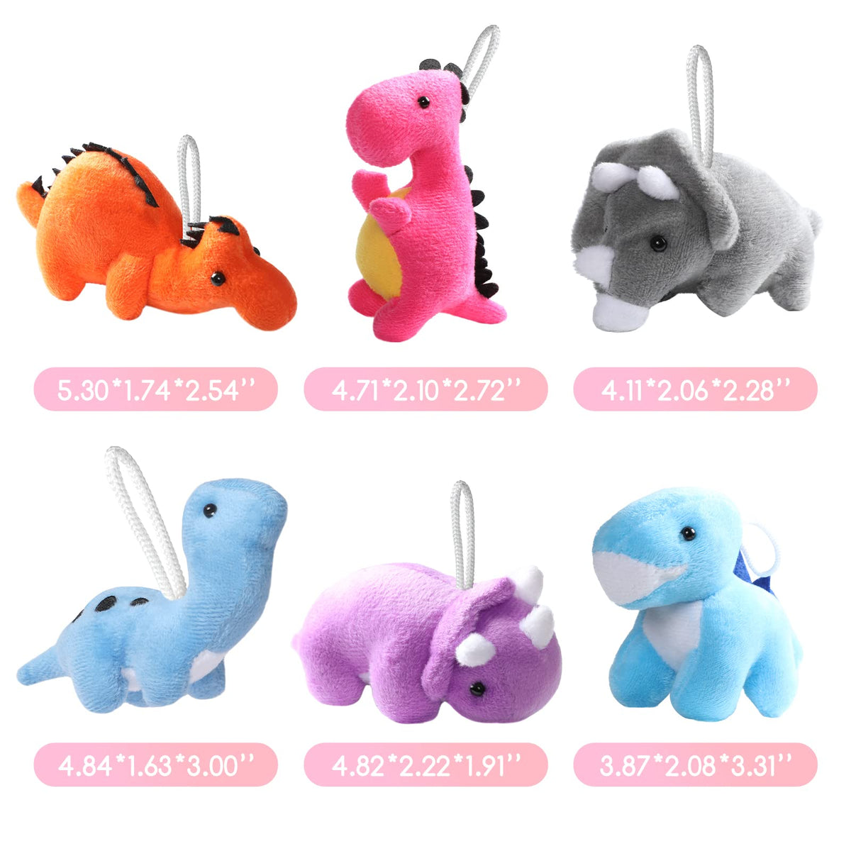 FANELEQU durable, washable plush dinosaurs suitable as goodie bag fillers.