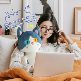 FANGYU large 130cm shark cat plush creates comfy sleeping pillow.