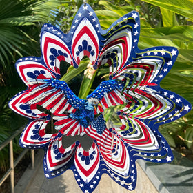 FANTAART Eagle wind spinner with vibrant 3D design for outdoor decor.