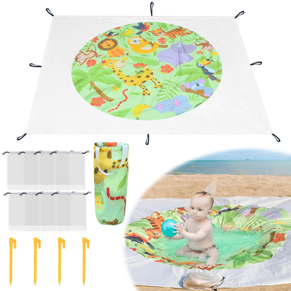 Fantang forest-pattern baby beach pool in green, ideal for outdoor play.