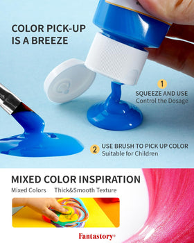 Fantastory tempera paint washable formula cleans easily from clothing and skin