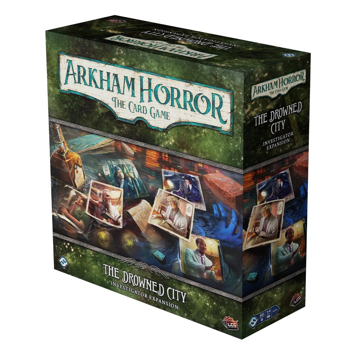 Fantasy Flight Games Arkham Horror Drowned City expansion supports deeper cooperative play and flavor.