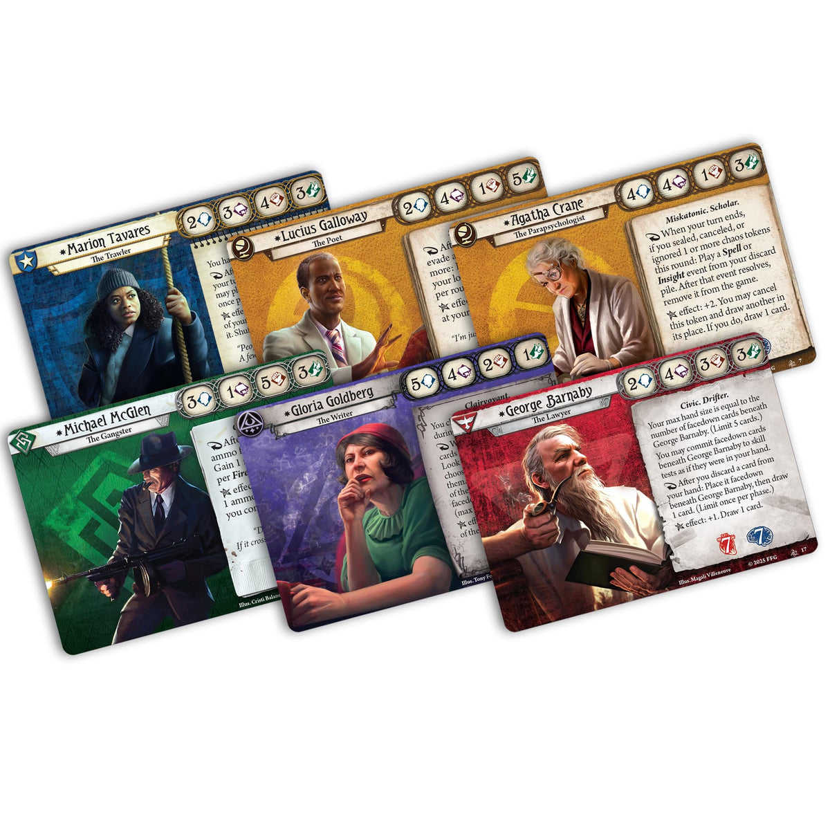 Fantasy Flight Games Arkham Horror Drowned City expansion Specialist cards enhance deck-building strategy.