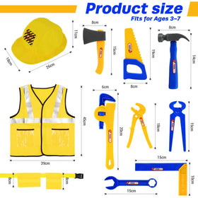 Fantspati construction worker set vest with adjustable fit for kids