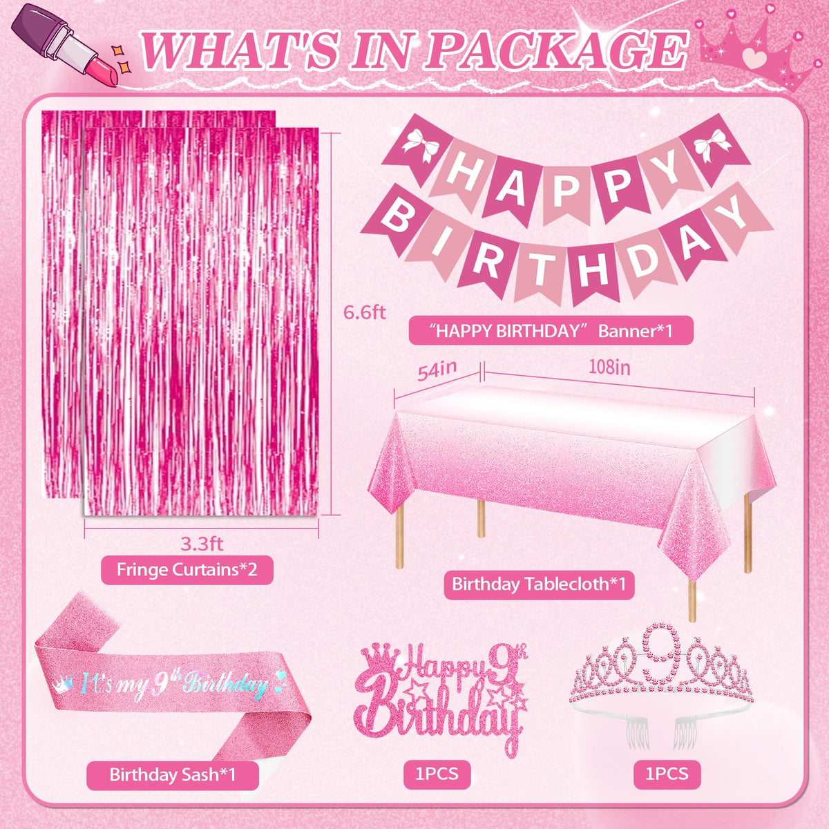 Fantspati pink birthday banner with bow brightens cake display and photos