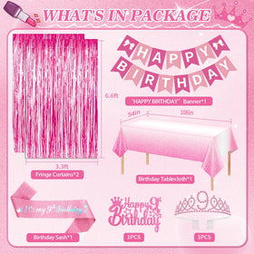 Fantspati pink birthday banner with bow brightens cake display and photos