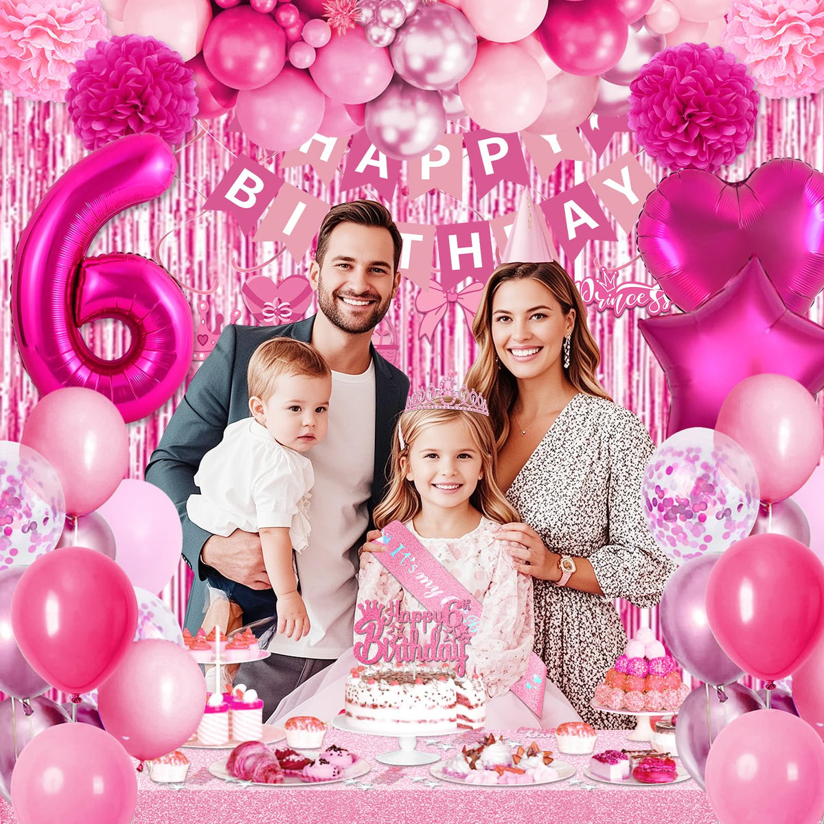 Fantspati pink fringe curtains reflect light for a glamorous photo backdrop.