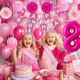 Fantspati pink sash and crown add a regal touch to the birthday girl
