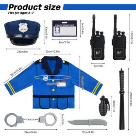 Fantspati police officer uniform worn by child promotes creative storytelling.