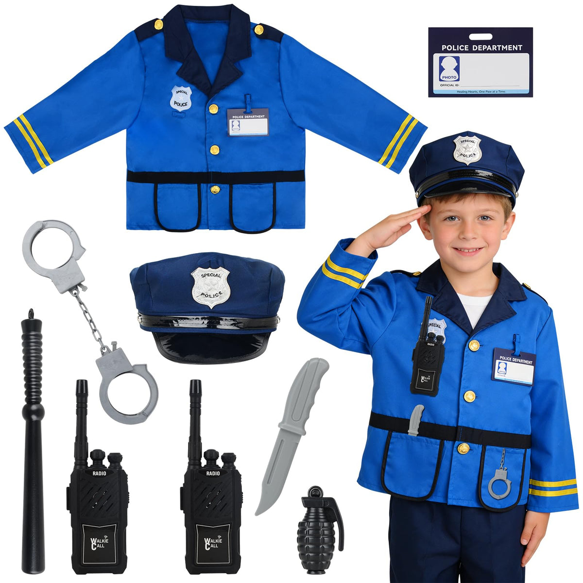 Fantspati police officer 11-piece set front view encourages imaginative play.