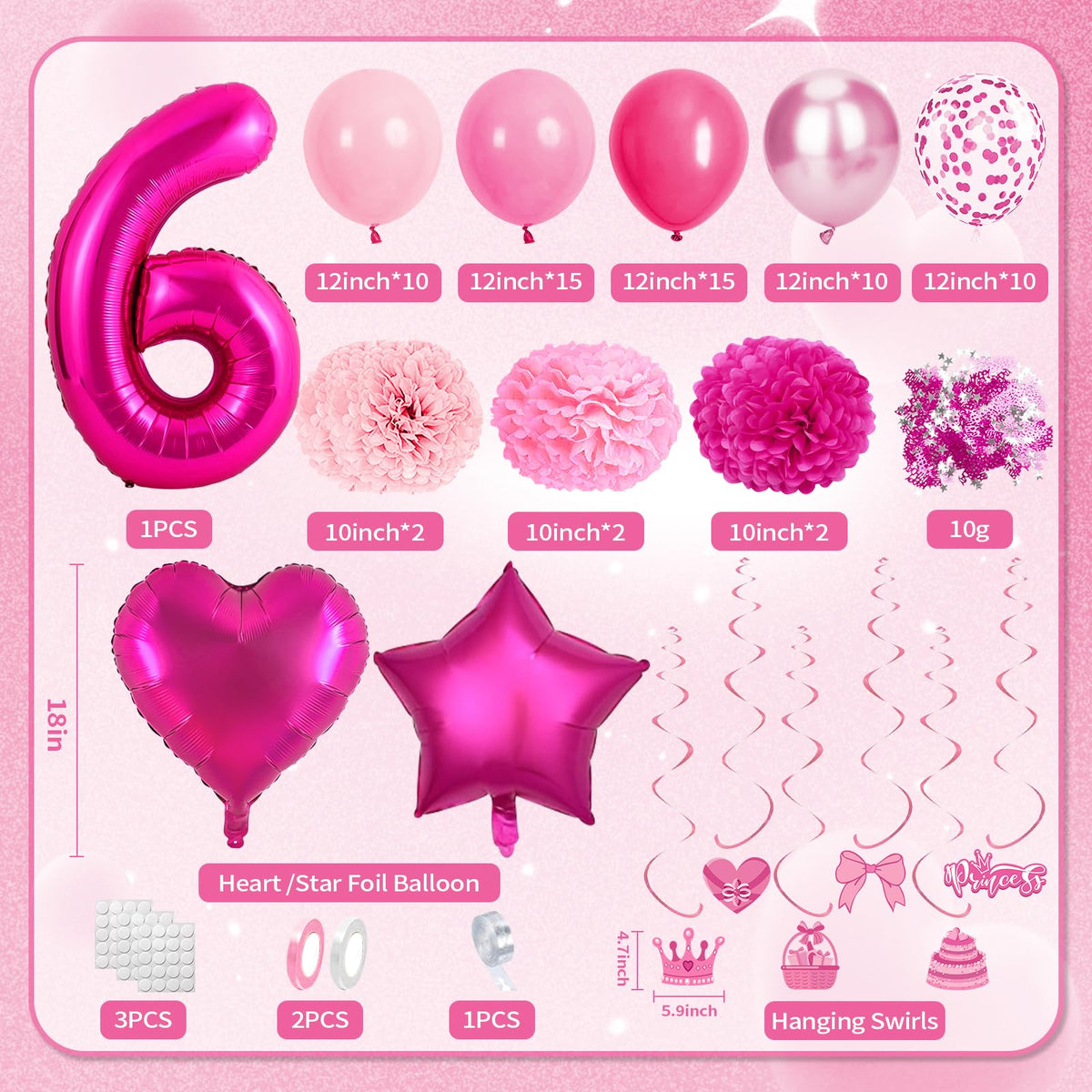 Fantspati sash and crown pink add sparkling centerpiece for the birthday girl.