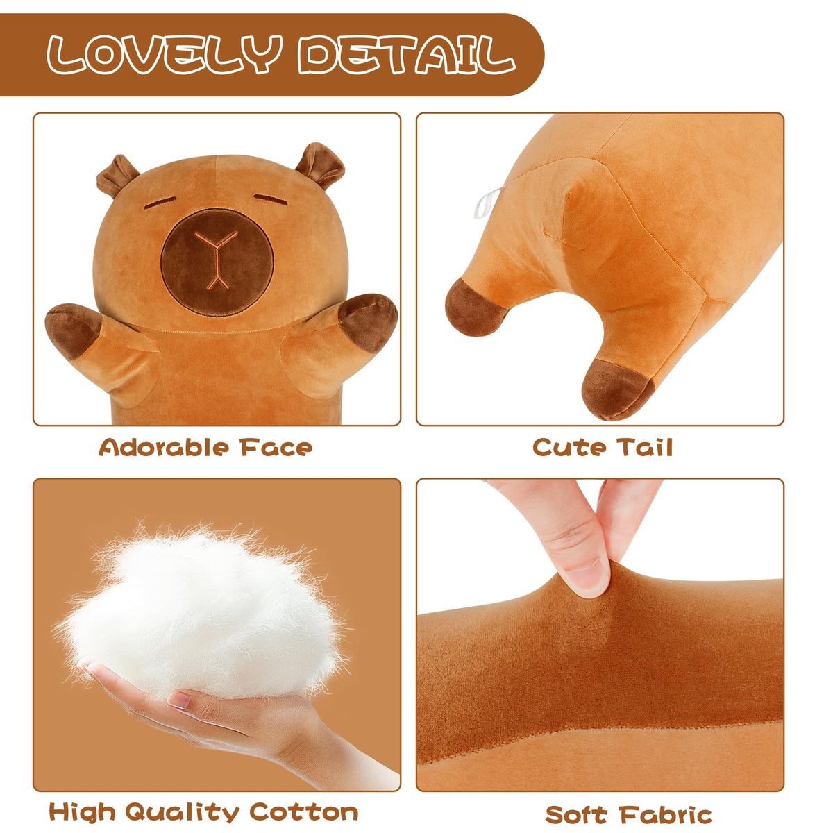 Fanunny capybara plush in hugging pose for cuddle joy