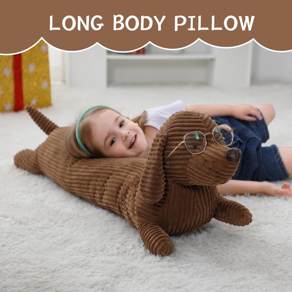 Fanunny 36-inch dachshund plush boxed gift-ready for birthday surprises.