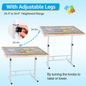 Fanwer puzzle table height adjustment aids ergonomic seating during long puzzles.