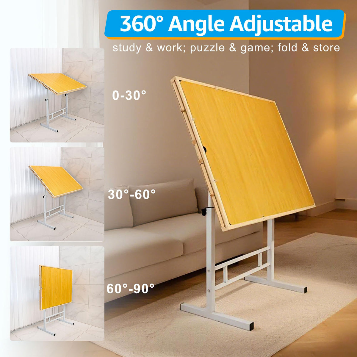 Fanwer wooden cover protects unfinished puzzles from dust and pets.