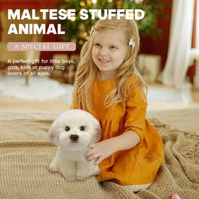 FAONIE Maltese plush in floppy pose for natural cuddling.