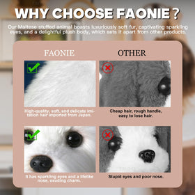 FAONIE Maltese plush with sparkling eyes for expressive companionship.