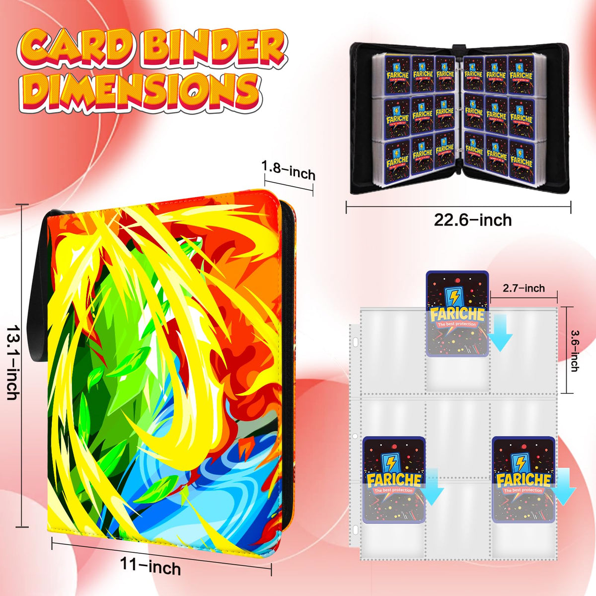 FARICHE binder features 50 removable pages for flexible organization.