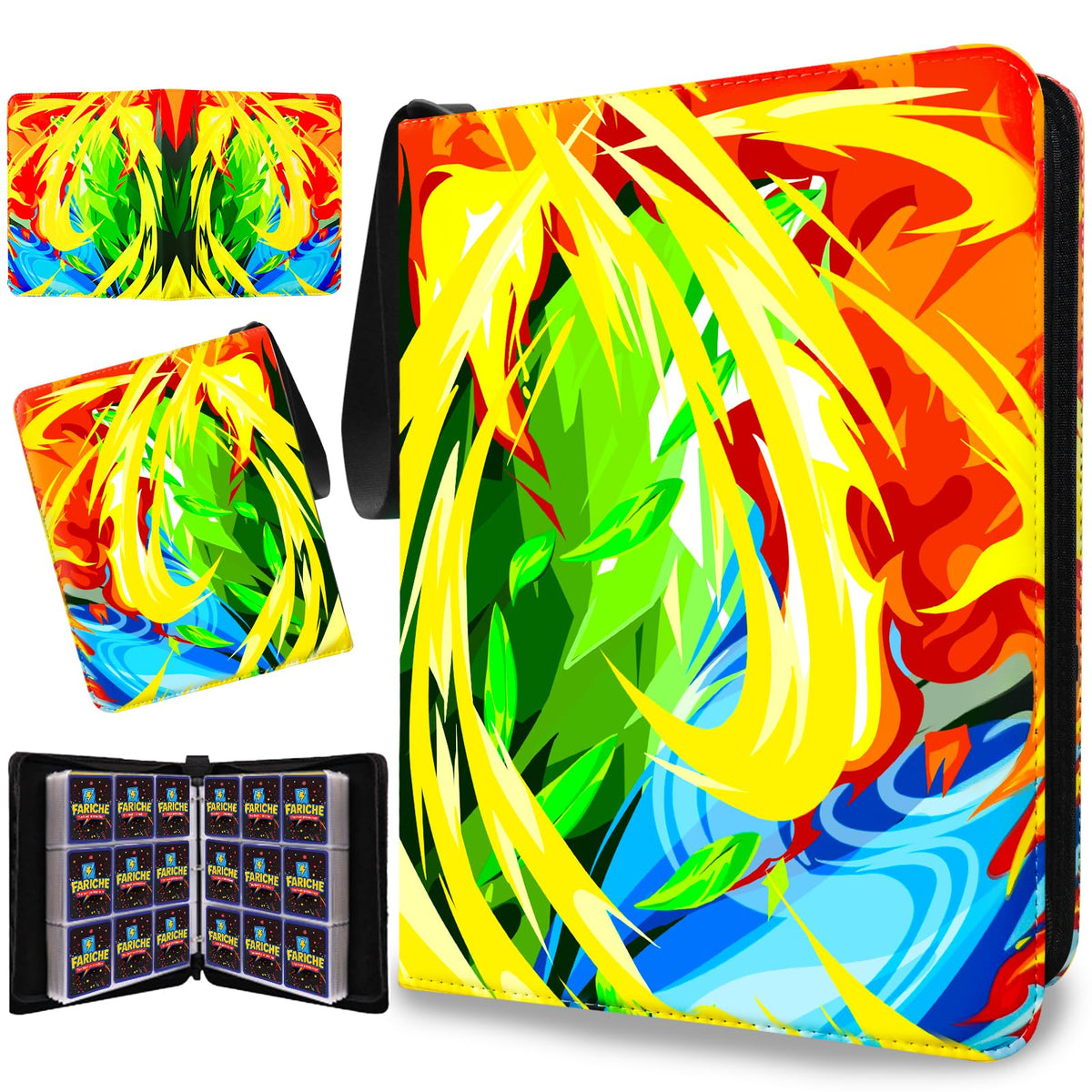 FARICHE Trading Card Binder with 9-pocket layout for organized collection on the go.