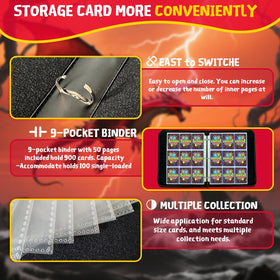 FARICHE trading card binder 900-card capacity, organized storage for large collections.