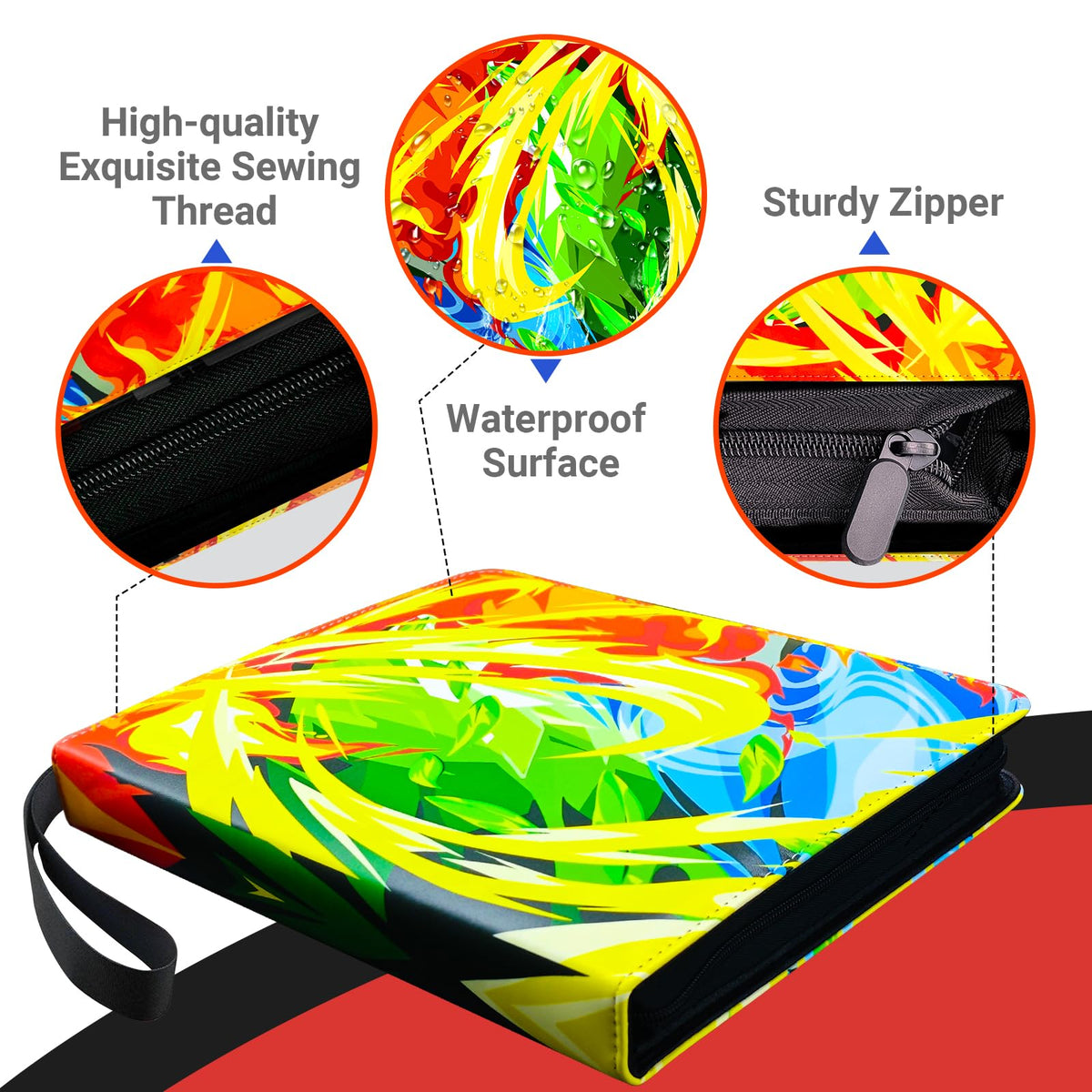 FARICHE binder shows 900-card capacity in a slim protective case.