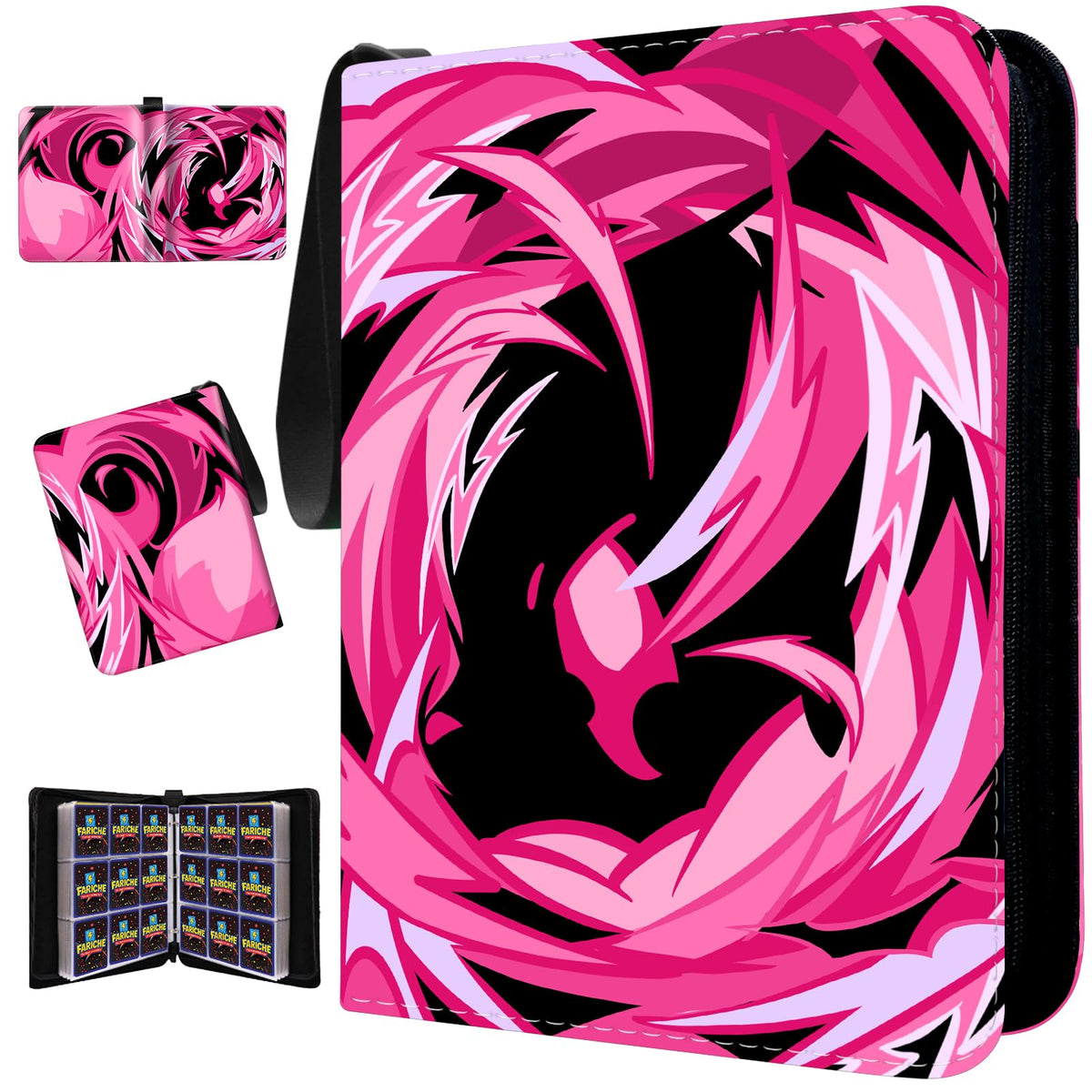 FARICHE trading card binder with 900-card capacity for organized collections.