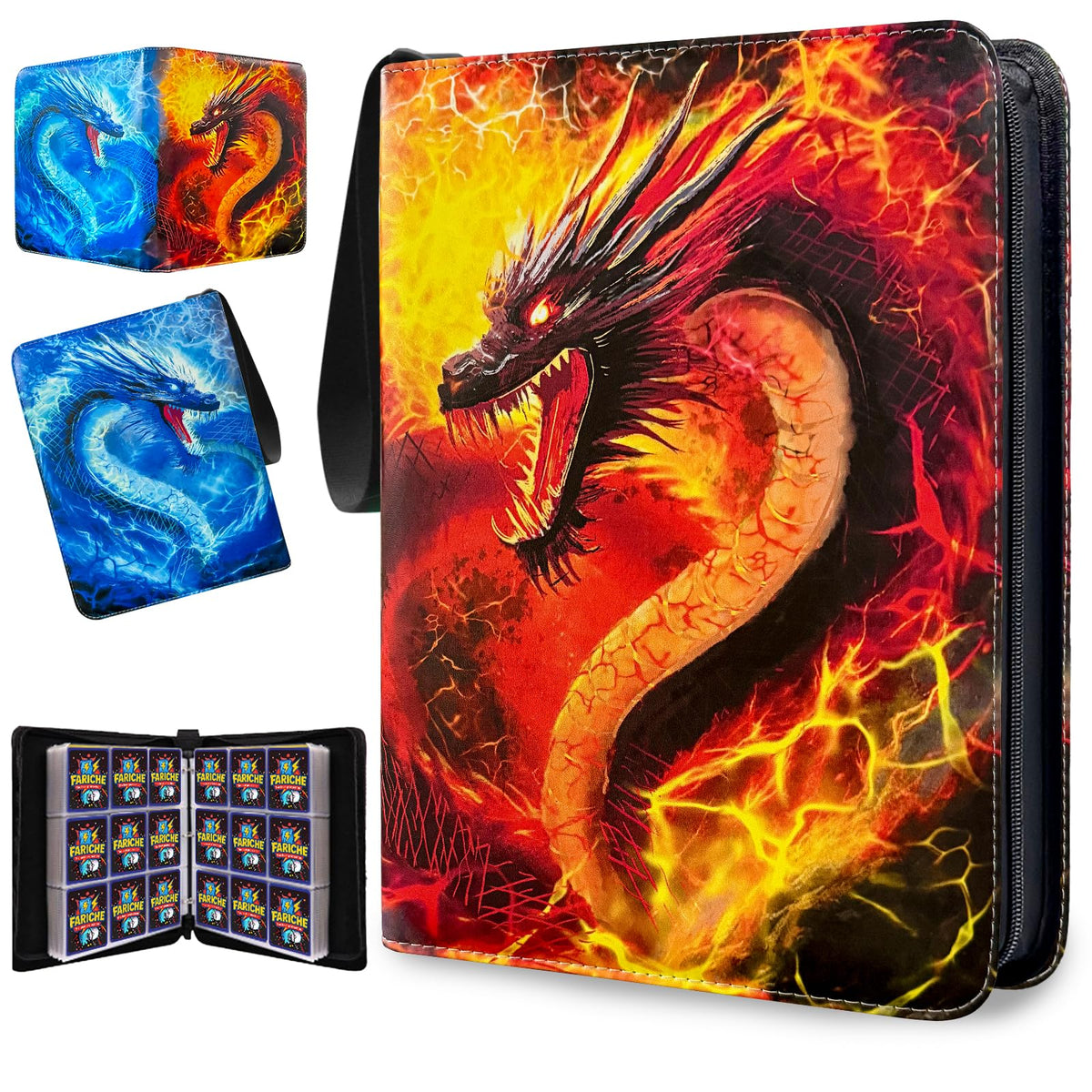 FARICHE trading card binder front cover, durable protection for prized collections.