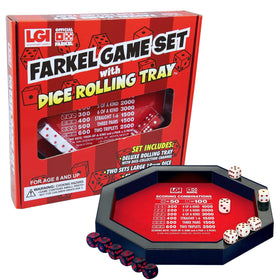 Farkel deluxe dice tray close-up with built-in collection channel for tidy play.