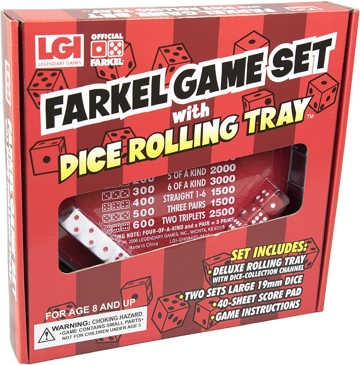 Family game night setup with Farkel invites 2 to 6 players.